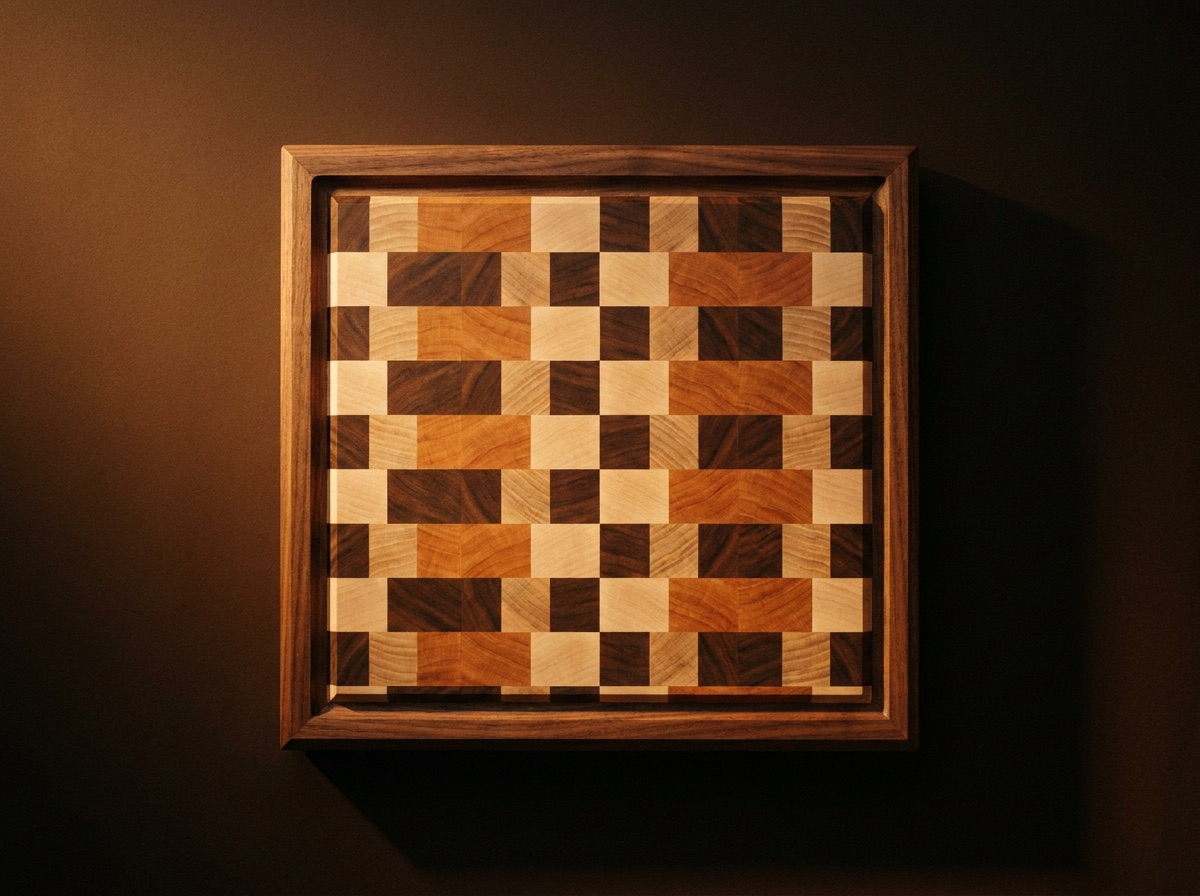 The Quarter: a small square end-grain board with chamfered edges.